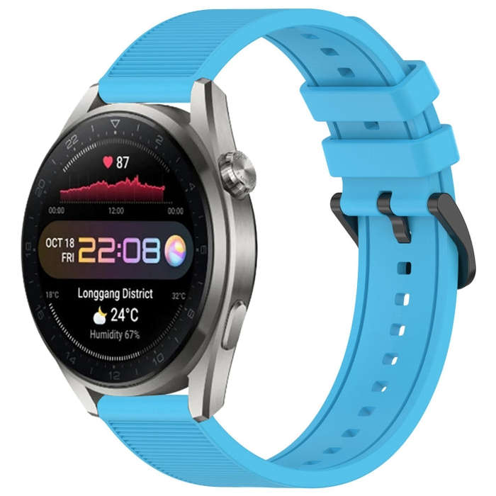 For Huawei Watch 3 Pro New 22mm Textured Silicone Solid Color Watch Band(Sky Blue)