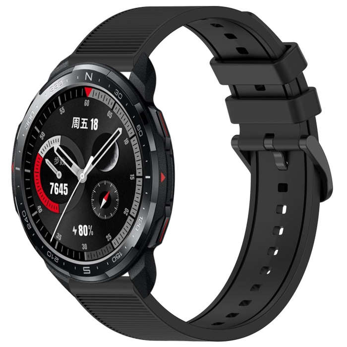 For Honor Watch GS Pro 22mm Textured Silicone Solid Color Watch Band(Black)