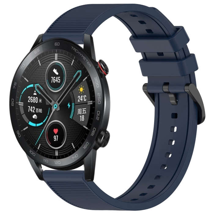 For Honor Magic Watch 2 46mm 22mm Textured Silicone Solid Color Watch Band(Midnight Blue)