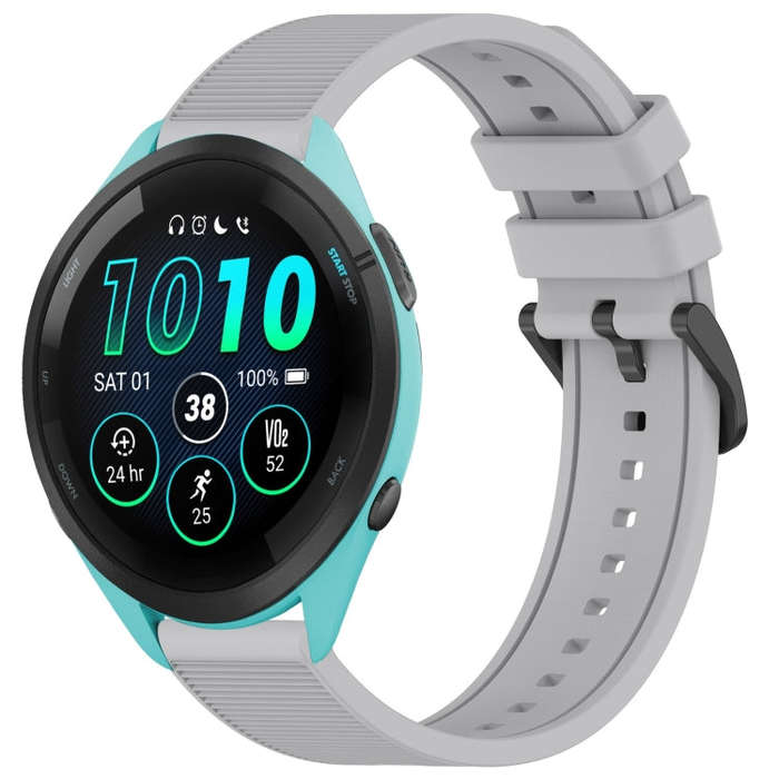 For Garmin Forerunner 265 Music 22mm Textured Silicone Solid Color Watch Band(Grey)