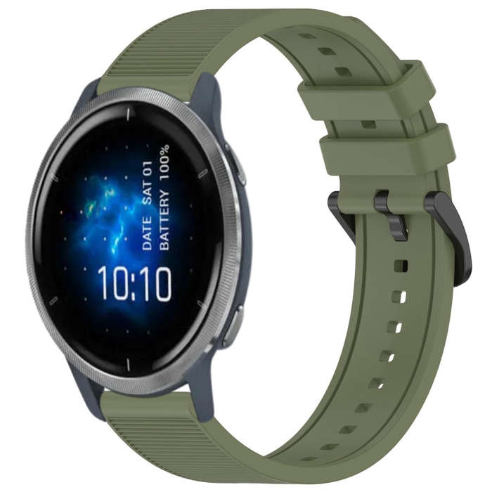 For Garmin Venu 2 22mm Textured Silicone Solid Color Watch Band(Green)