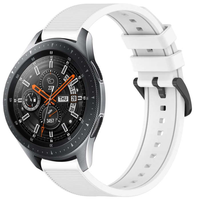 For Samsung Galaxy Watch 46mm 22mm Textured Silicone Solid Color Watch Band(White)