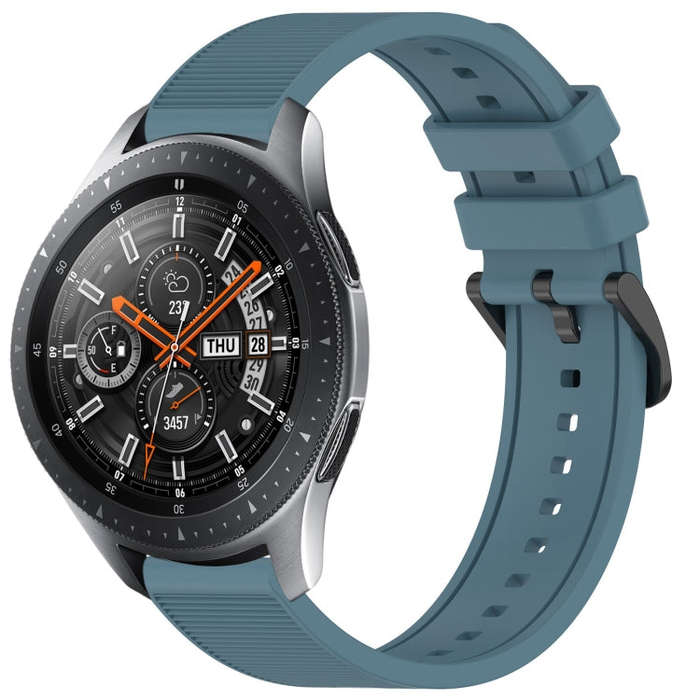 For Samsung Galaxy Watch 46mm 22mm Textured Silicone Solid Color Watch Band(Rock Cyan)