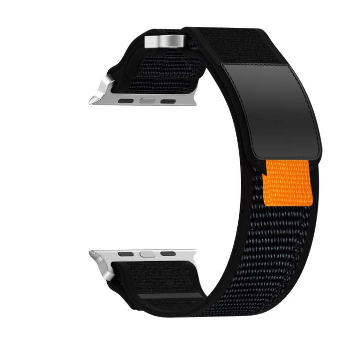For Apple Watch SE 2022 40mm Double Hook and Loop Faster Nylon Watch Band(Black)
