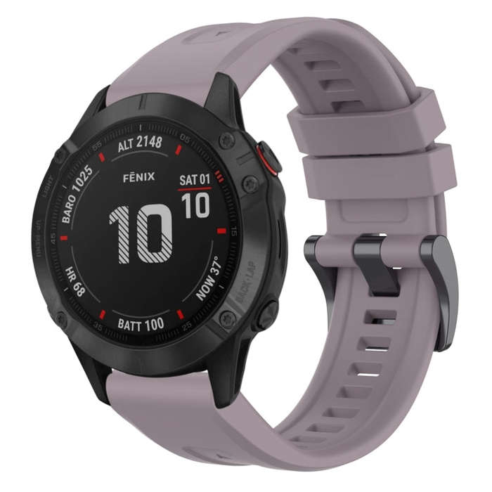 For Garmin Fenix 6 Pro GPS Solid Color Black Buckle Silicone Quick Release Watch Band(Purple)