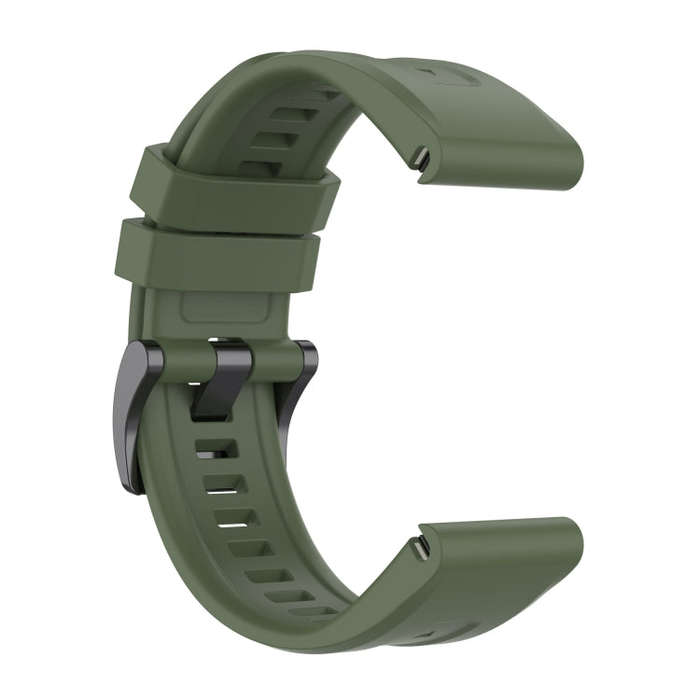 For Garmin Fenix 6 Pro GPS Solid Color Black Buckle Silicone Quick Release Watch Band(Dark Green)
