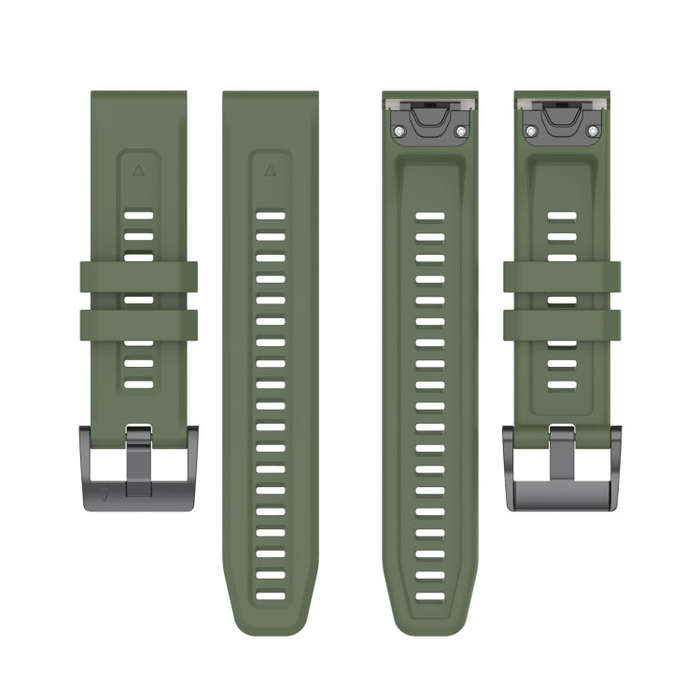 For Garmin Fenix 6 Pro GPS Solid Color Black Buckle Silicone Quick Release Watch Band(Dark Green)