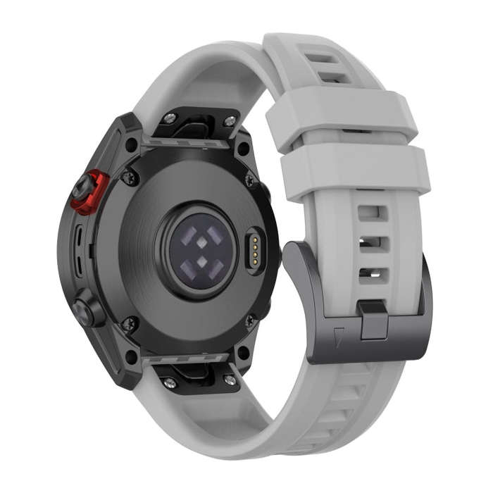 For Garmin Fenix 6 Pro GPS Solid Color Black Buckle Silicone Quick Release Watch Band(Gray)