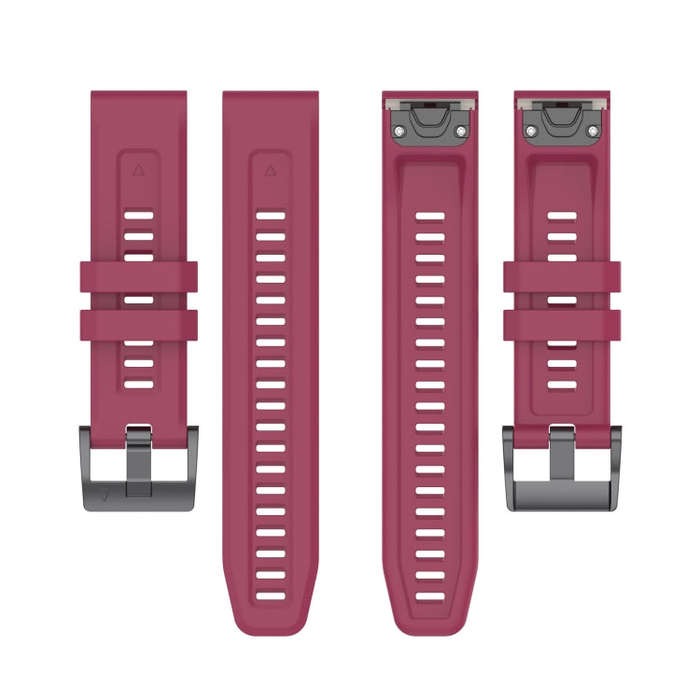 For Garmin MARQ Solid Color Black Buckle Silicone Quick Release Watch Band(Wine Red)