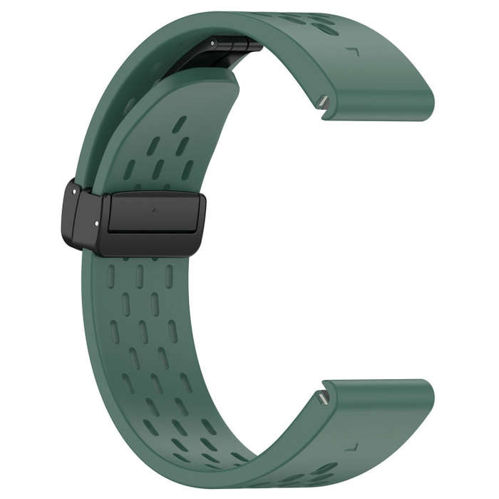 For Garmin Epix Pro 51mm Holes Magnetic Folding Buckle Silicone Watch Band(Dark Green)