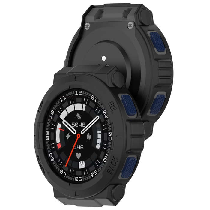 For Amazfit Active Edge A2212 Armored Hollow Half Pack TPU Watch Protective Case(Black)