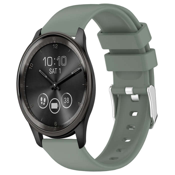 For Garmin Move Trend 20mm Smooth Solid Color Silicone Watch Band(Olive Green)