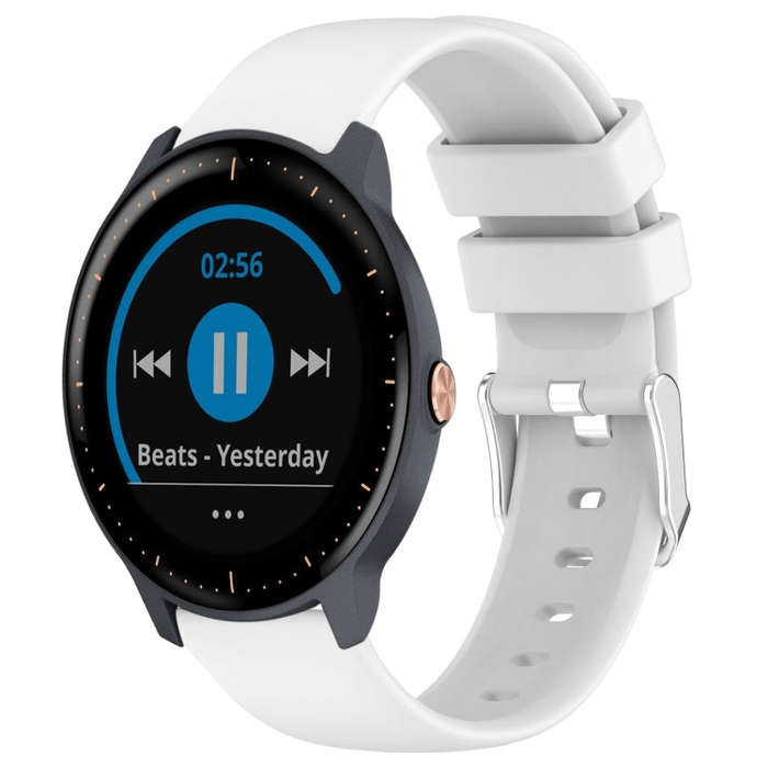 For Garmin Vivoactive3 Music 20mm Smooth Solid Color Silicone Watch Band(White)