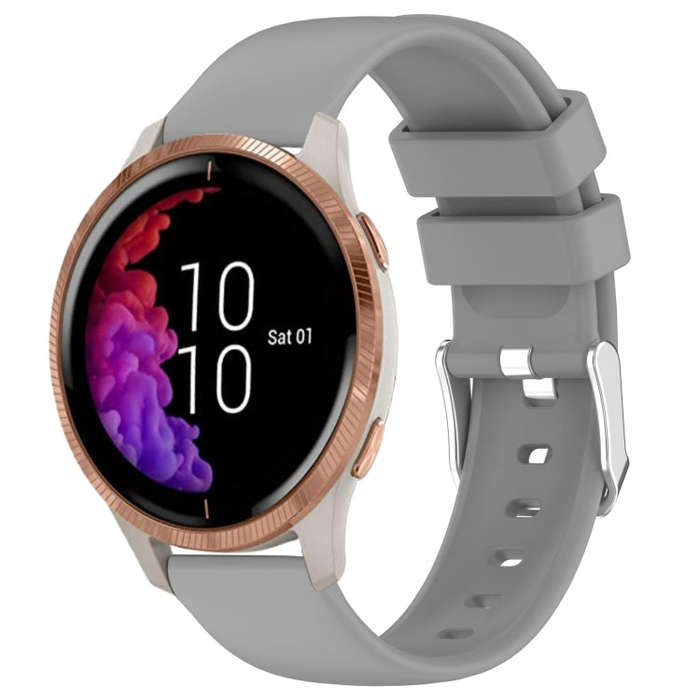 For Garmin Venu 20mm Smooth Solid Color Silicone Watch Band(Grey)