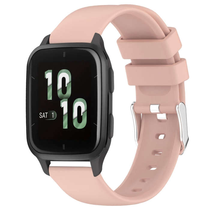 For Garmin Forerunner Sq2 20mm Smooth Solid Color Silicone Watch Band(Pink)