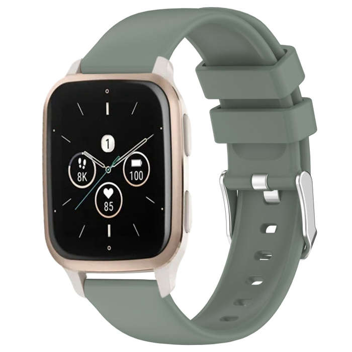 For Garmin Forerunner Sq2 Music 20mm Smooth Solid Color Silicone Watch Band(Olive Green)