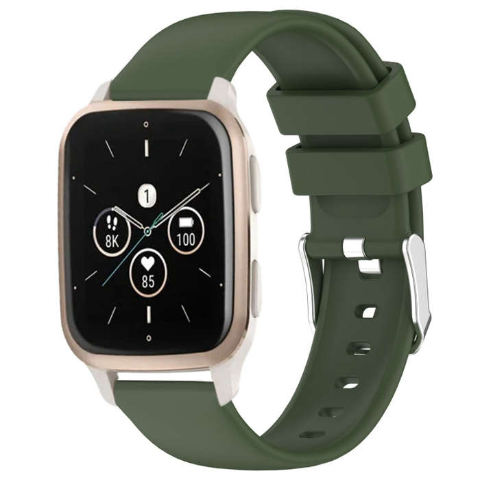 For Garmin Forerunner Sq2 Music 20mm Smooth Solid Color Silicone Watch Band(Army Green)