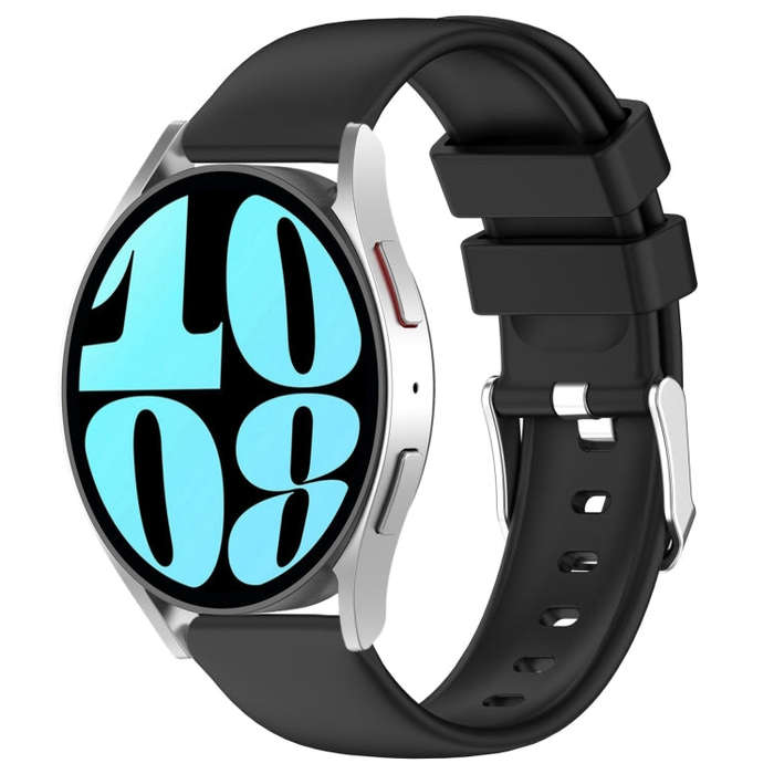 For Samsung Galaxy Watch 6 44mm 20mm Smooth Solid Color Silicone Watch Band(Black)