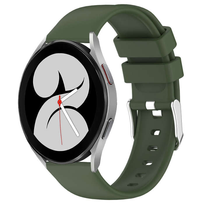 For Samsung Galaxy Watch 4 40mm 20mm Smooth Solid Color Silicone Watch Band(Army Green)