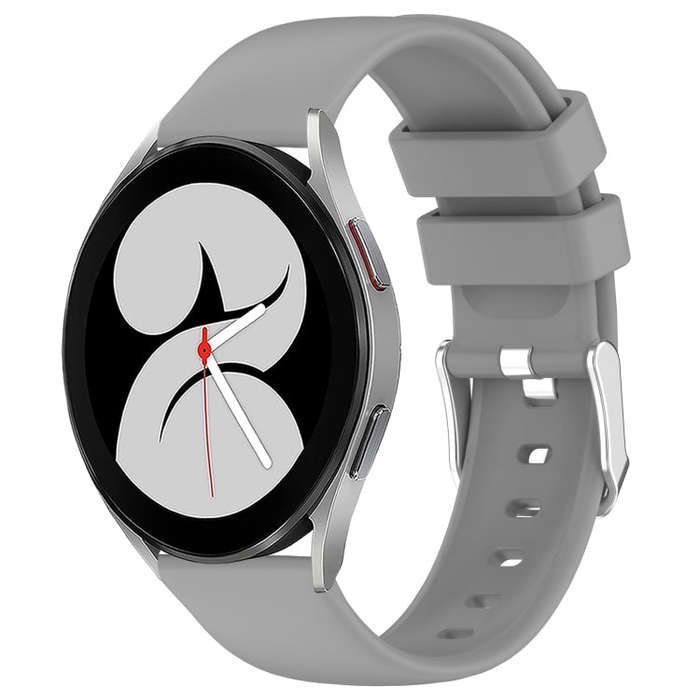 For Samsung Galaxy Watch 4 40mm 20mm Smooth Solid Color Silicone Watch Band(Grey)