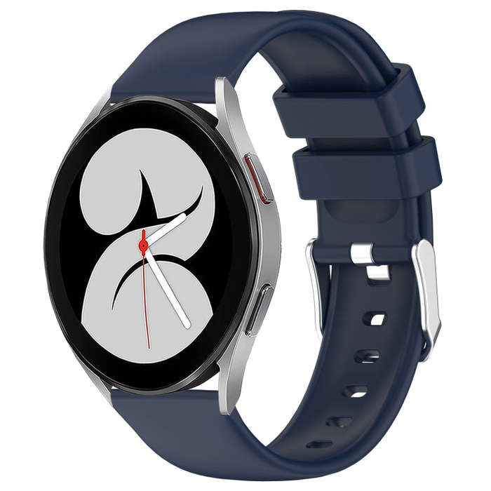 For Samsung Galaxy Watch 4 40mm 20mm Smooth Solid Color Silicone Watch Band(Midnight Blue)