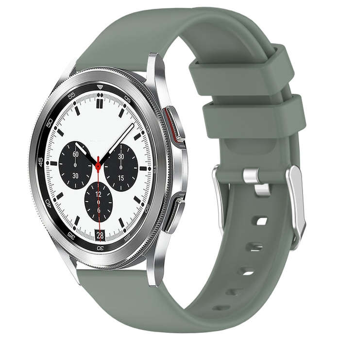 For Samsung  Galaxy Watch 4 Classic 42mm 20mm Smooth Solid Color Silicone Watch Band(Olive Green)