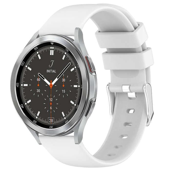 For Samsung  Galaxy Watch 4 Classic 46mm 20mm Smooth Solid Color Silicone Watch Band(White)