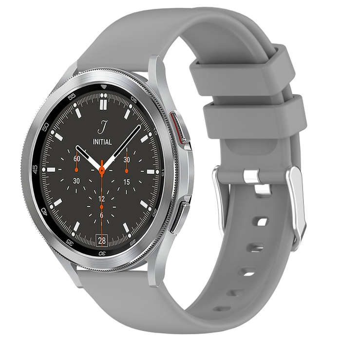 For Samsung  Galaxy Watch 4 Classic 46mm 20mm Smooth Solid Color Silicone Watch Band(Grey)