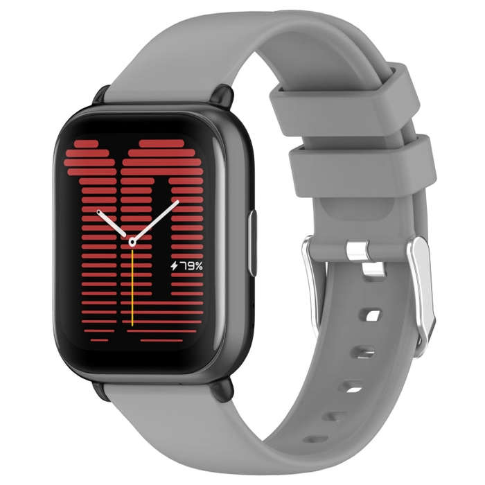 For Amazfit Active 20mm Smooth Solid Color Silicone Watch Band(Grey)