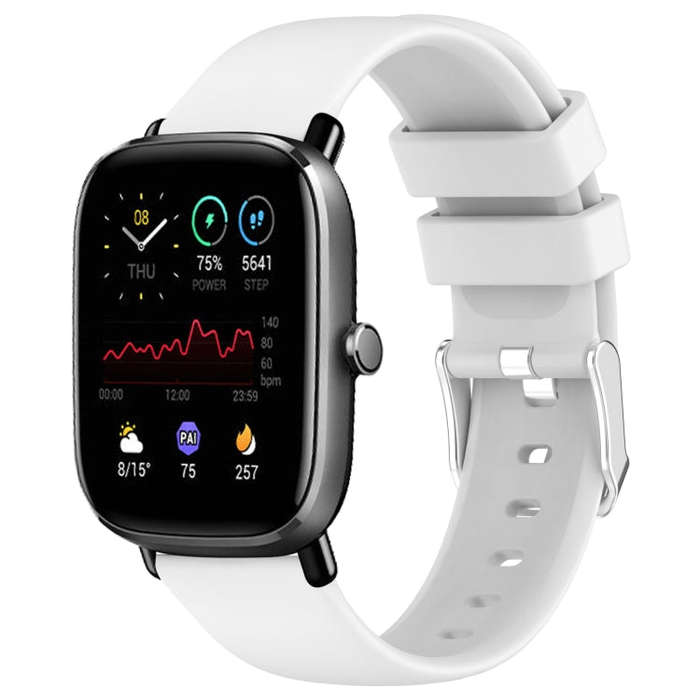 For Amazfit GTS 4 Mini 20mm Smooth Solid Color Silicone Watch Band(White)