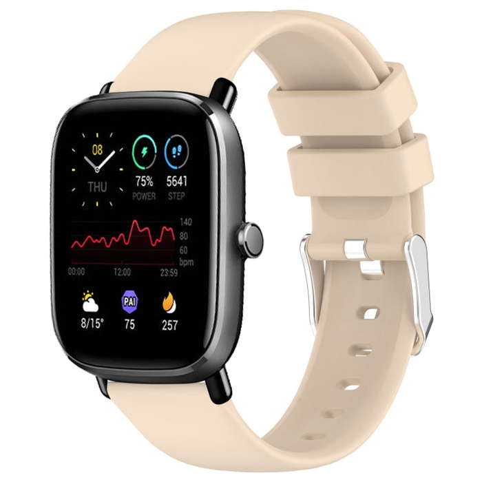 For Amazfit GTS 4 Mini 20mm Smooth Solid Color Silicone Watch Band(Beige)