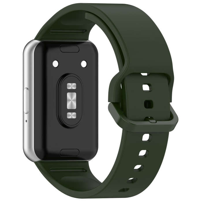 For Samsung Galaxy Fit 3 SM-R390 Solid Color Buckle Silicone Watch Band(Dark Green)