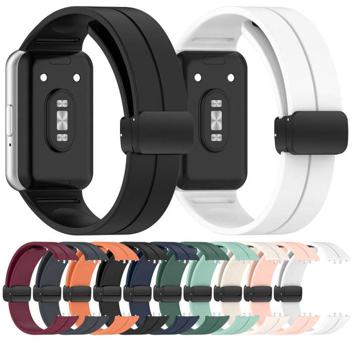 For Samsung Galaxy Fit 3 SM-R390 Magnetic Folding Buckle Silicone Watch Band(Dark Gray)
