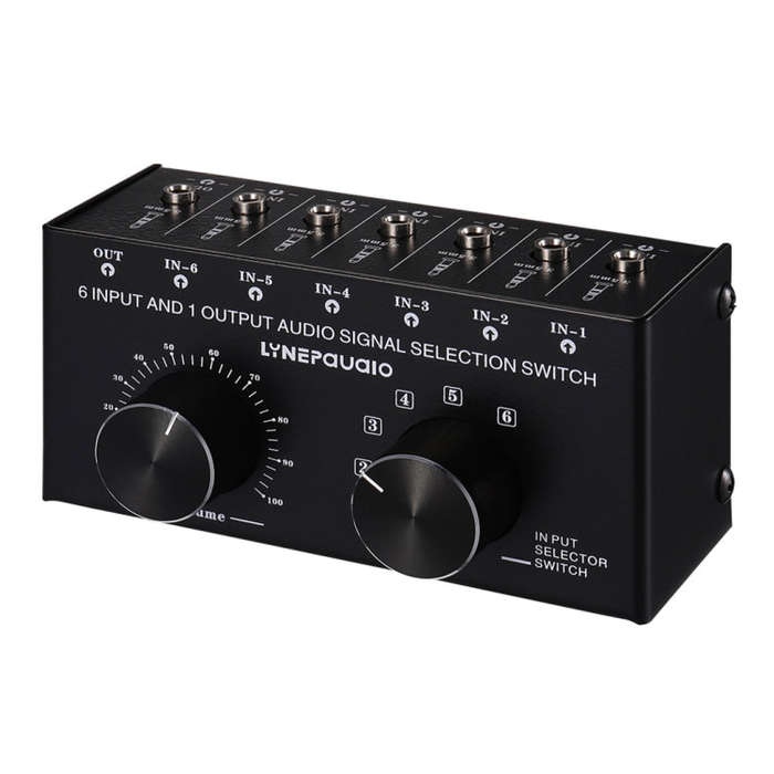 B017 6 Input 1 Output Audio Signal Selection Switcher Output Volume Adjustment Control 3.5mm Inte...
