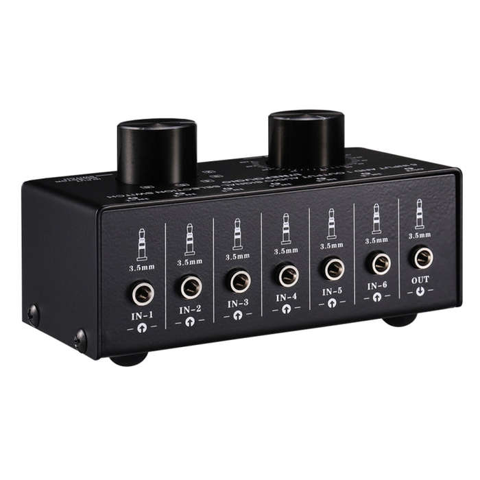 B017 6 Input 1 Output Audio Signal Selection Switcher Output Volume Adjustment Control 3.5mm Inte...