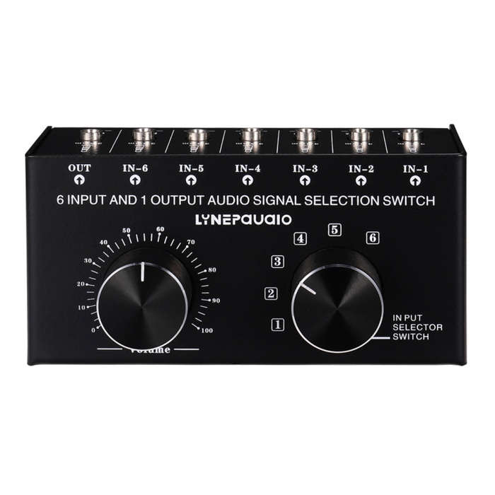 B017 6 Input 1 Output Audio Signal Selection Switcher Output Volume Adjustment Control 3.5mm Inte...