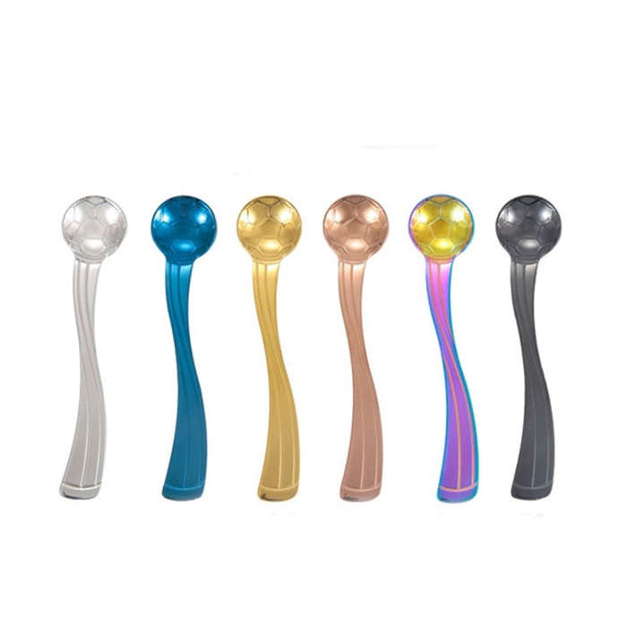 Stainless Steel Creative Football Coffee Spoon Ice Cream Spoon, Color:Black