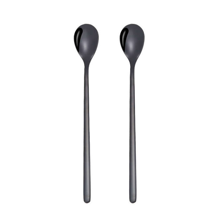 2 PCS Stainless Steel Spoon Creative Coffee Spoon Bar Ice Spoon Gold Plated Long Stirring Spoon, ...