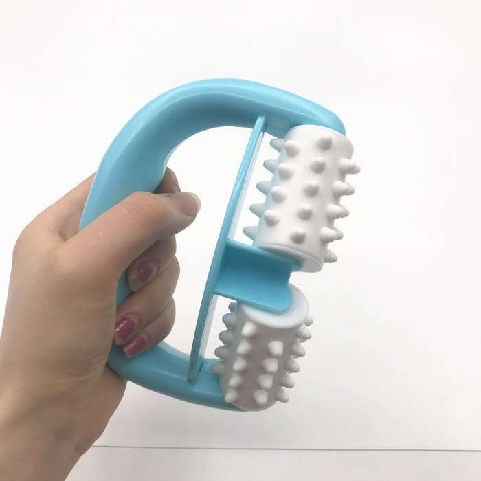 T9142 Plastic Manual Two-wheel Massager Round Handle Massager(Red)