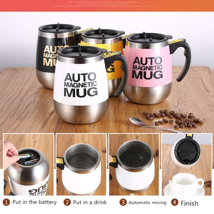 Automatic Mixing Cup Coffee Cup Portable Household Mixer(White)