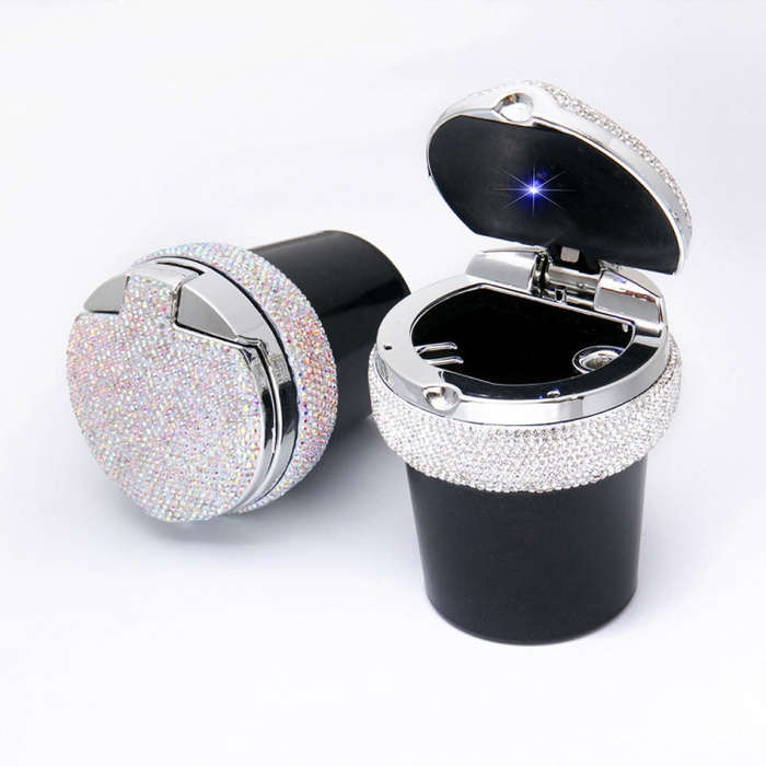 Studded Diamond Car Ashtray with Led Lamp(AB)