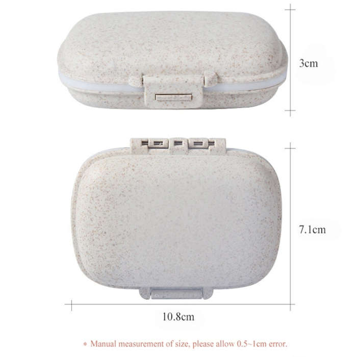 3 PCS 8-Grid Double-layer Portable Mini Straw Pill Storage Box(Wheat Beige)