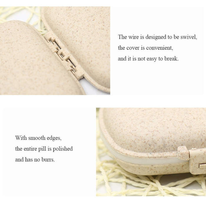 3 PCS 8-Grid Double-layer Portable Mini Straw Pill Storage Box(Wheat Beige)