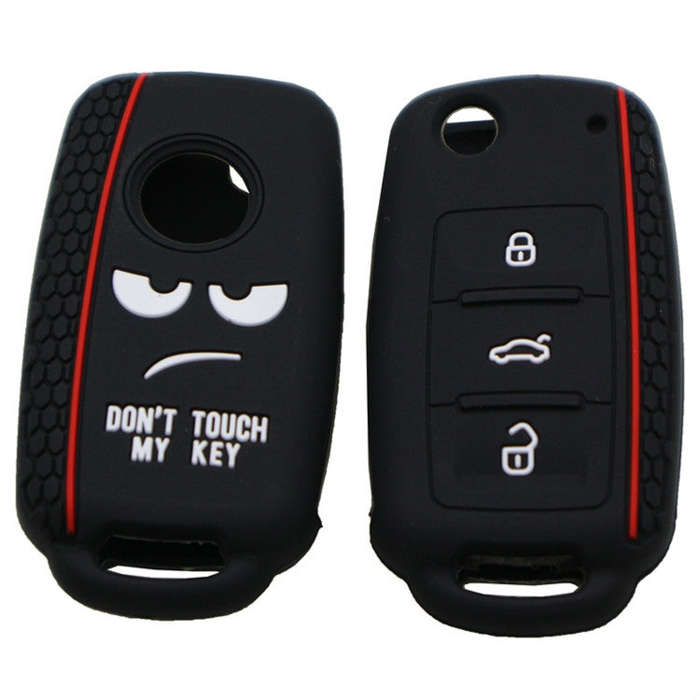 Do not Touch My Key Style Silicone Car Key Cover for Volkswagen Jetta Polo Passat Skoda Tiguan Go...