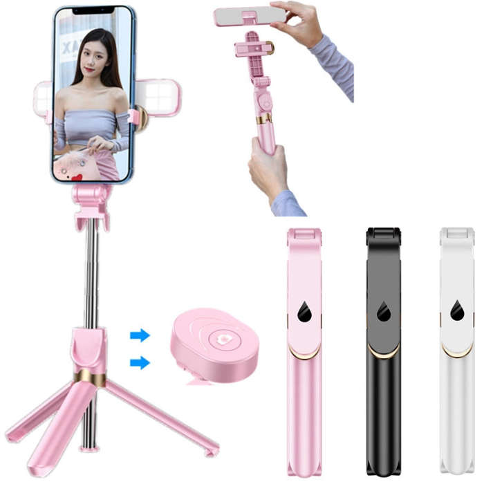 XT06S Live Beauty Bluetooth Tripod Selfie Stick(White)