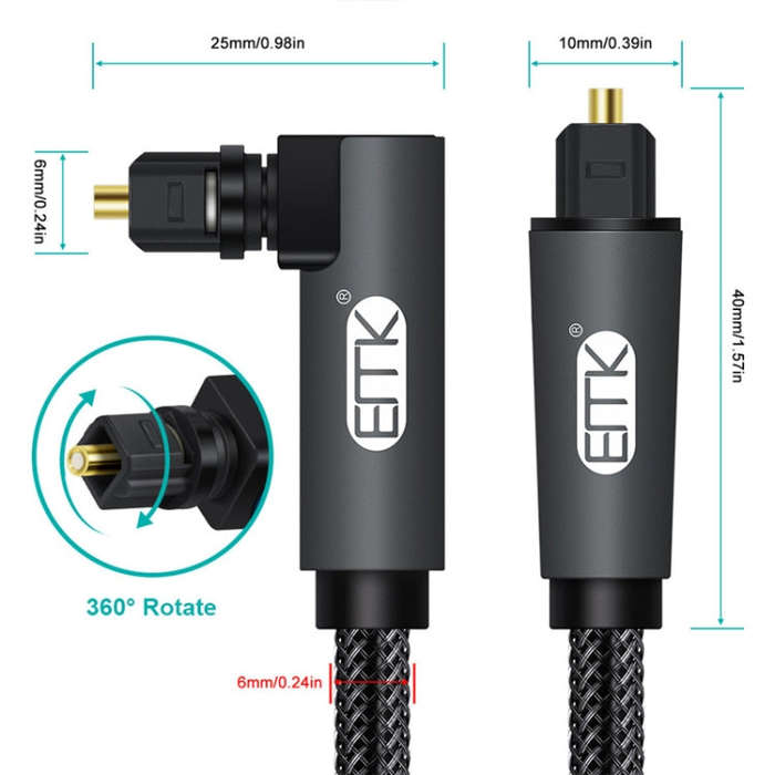 EMK 90 Degree Swivel Adjustable Right Angled 360 Degrees Rotatable Plug Nylon Woven Mesh Optical ...