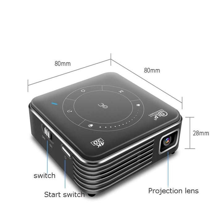P11 4K HD DLP Mini 3D Projector 4G + 32G Smart Micro Convenient Projector, Style:EU Plug(Black)