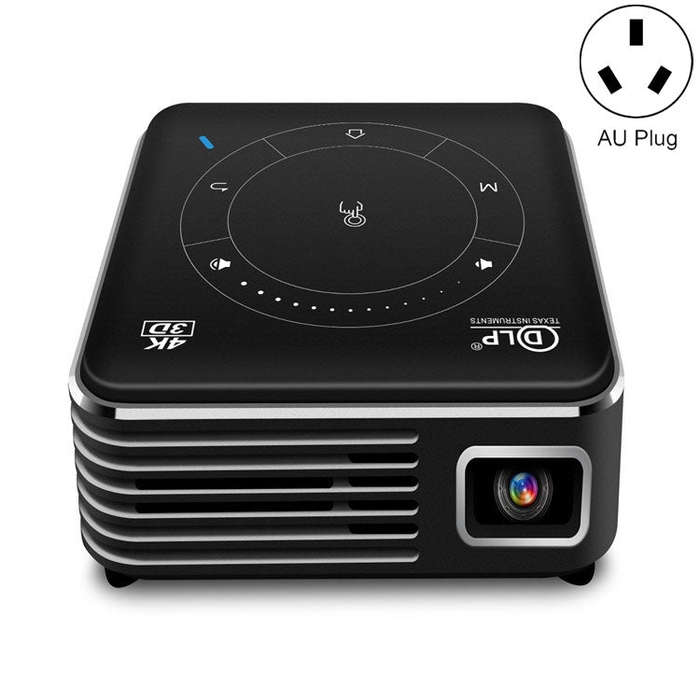 P11 4K HD DLP Mini 3D Projector 4G + 32G Smart Micro Convenient Projector, Style:AU Plug(Black)