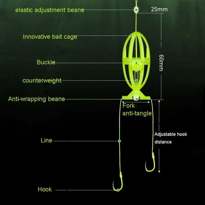 Double Hooks ISEAMA Explosive Hook Bighead Carp Feeder for Hand Rod & Throwing Rod, Size: 7