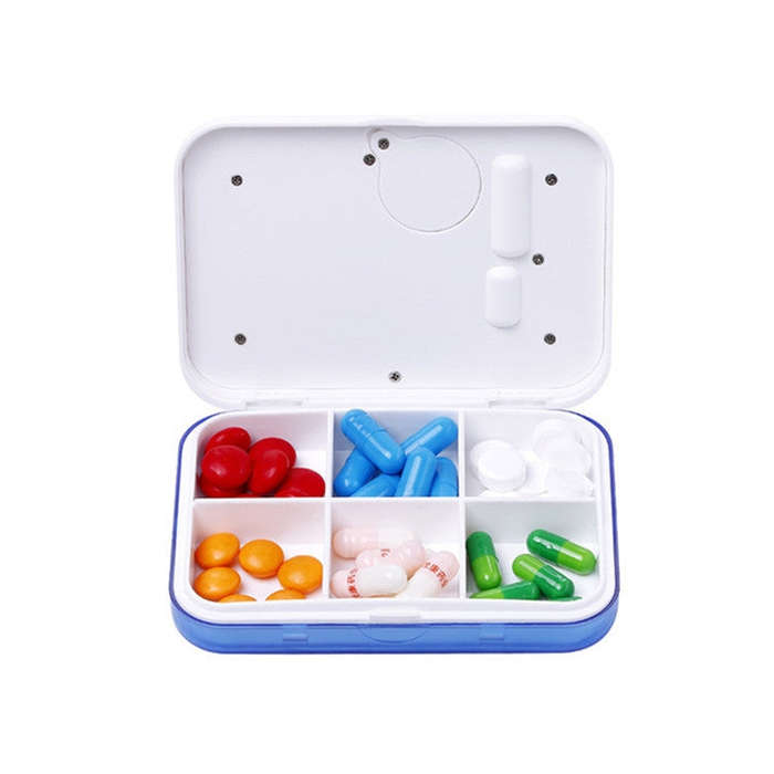 Regular Reminder Compartment Electronic Pill Box 6 Grid Electronic Version Mini Sealed Pill Box(B...